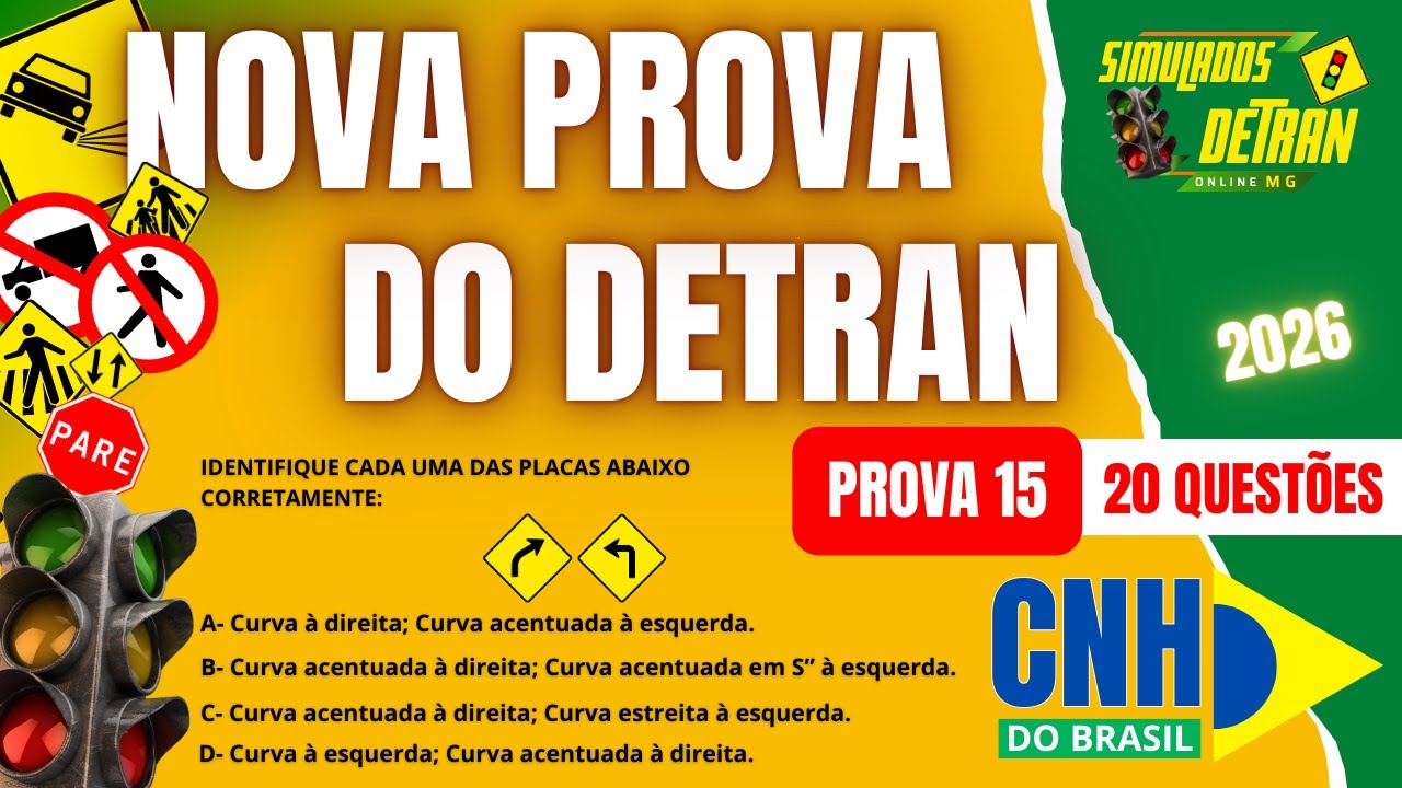NOVA PROVA DO DETRAN 2026 -  PROVA 15 - VEJA as NOVAS QUESTÕES  #simuladodetran2026  #detran2026 ✅
