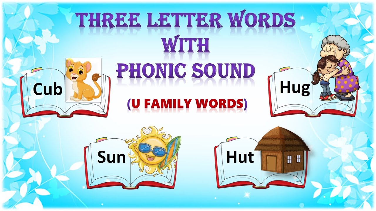 3 letter words with phonic sound using U family words || 3 letter blending || Phonic sound for kids