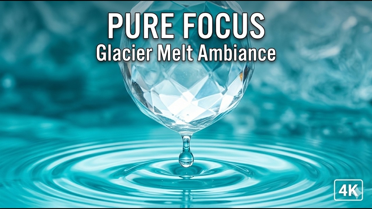 1 HOUR Deep Focus Water Ripples 🧊 Eternal Glacier Melt ASMR | Seamless 4K Ambiance for Study