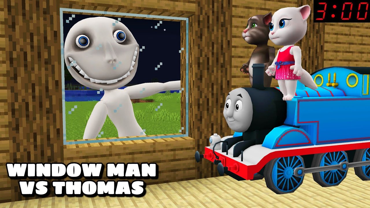 THE MAN FROM THE WINDOW VS THOMAS TRAIN in Minecraft 3 AM - Gameplay - Coffin Meme