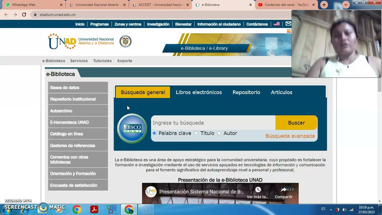 explicacion paso a paso de como utilizar la biblioteca de la UNAD