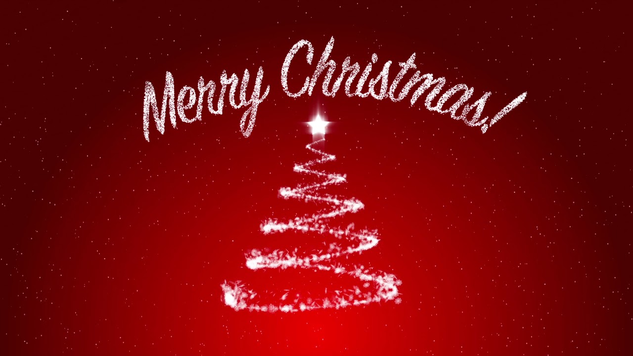 Merry Christmas Text with Sparkling Spinning Tree | Animated Moving Background