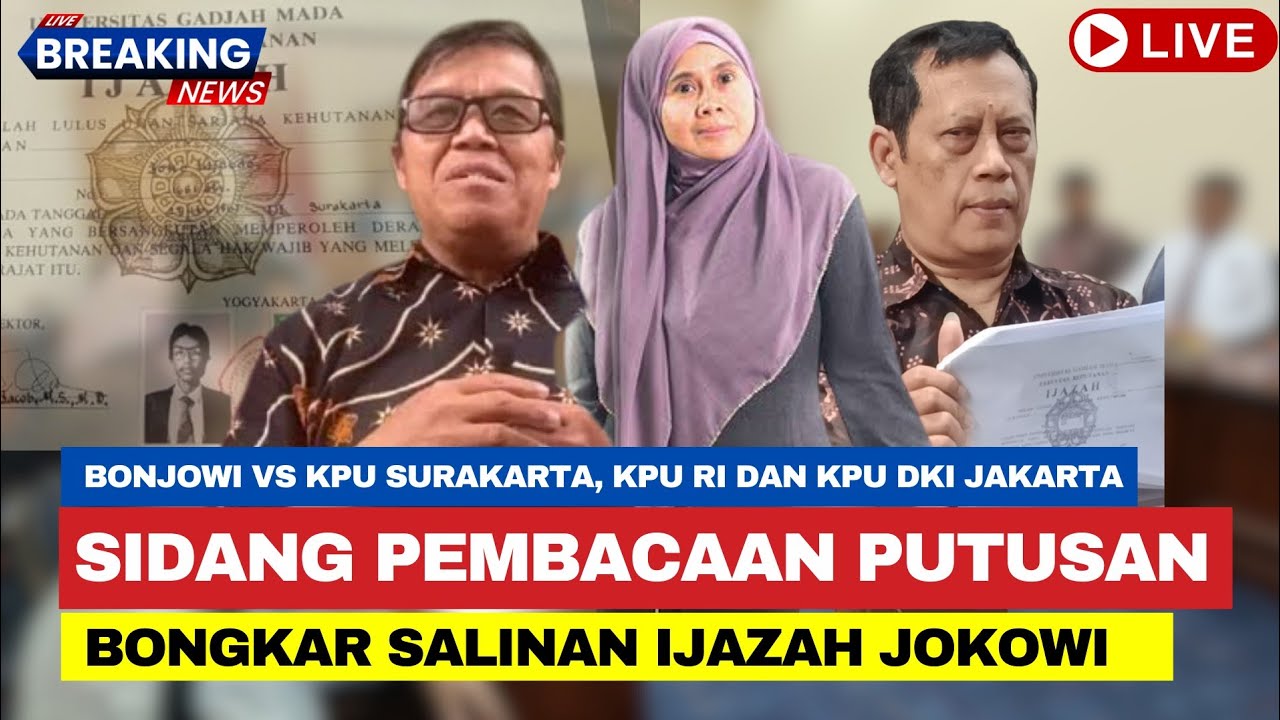 Sidang Putusan KIP Ijazah Jokowi ‼️ BONJOWI VS KPU Surakarta, KPU RI & KPU Jakarta