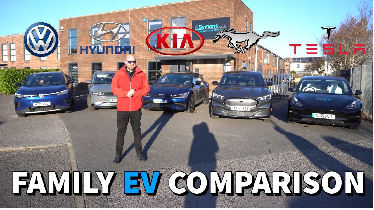 EV Range and recharge race! Kia EV6 v Hyundai Ioniq 5 v Mustang Mach-e v Tesla Model Y (3) v VW ID4