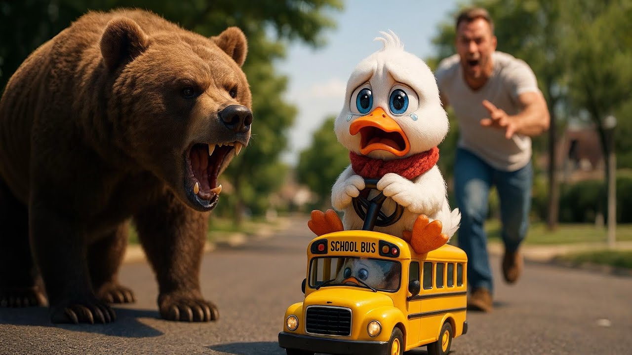 Un'anatra incompresa ha affrontato un orso per salvare un intero scuolabus! #duckrescue