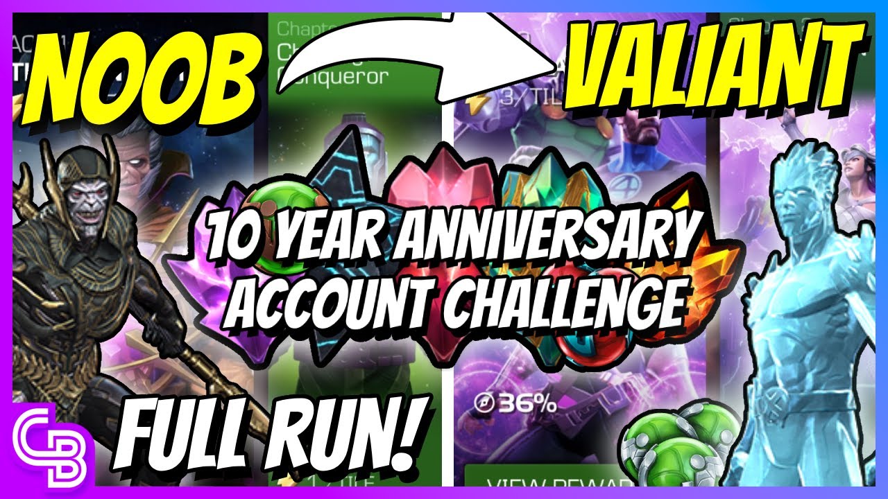 Full ''NOOB'' to ''VALIANT'' 10 Year New Account Challenge Run! | Marvel Contest of Champions