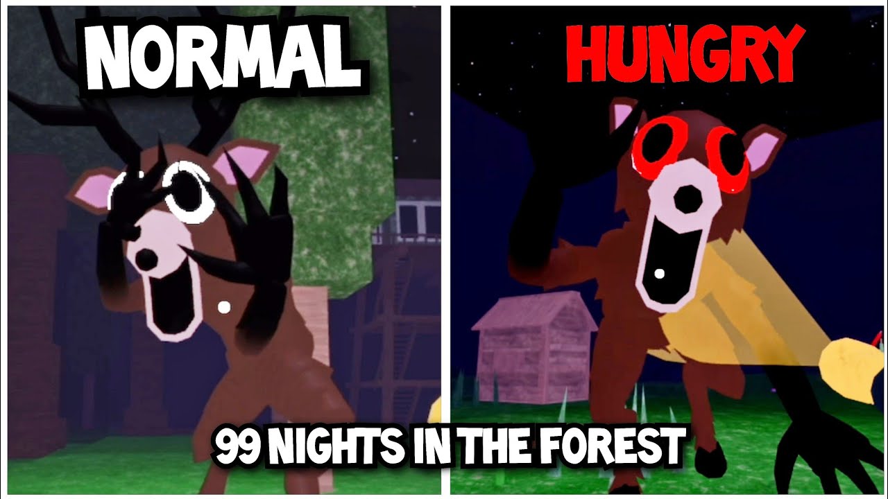 99 Nights In The Forest Normal Deer Vs Hungry Deer Jumpscare