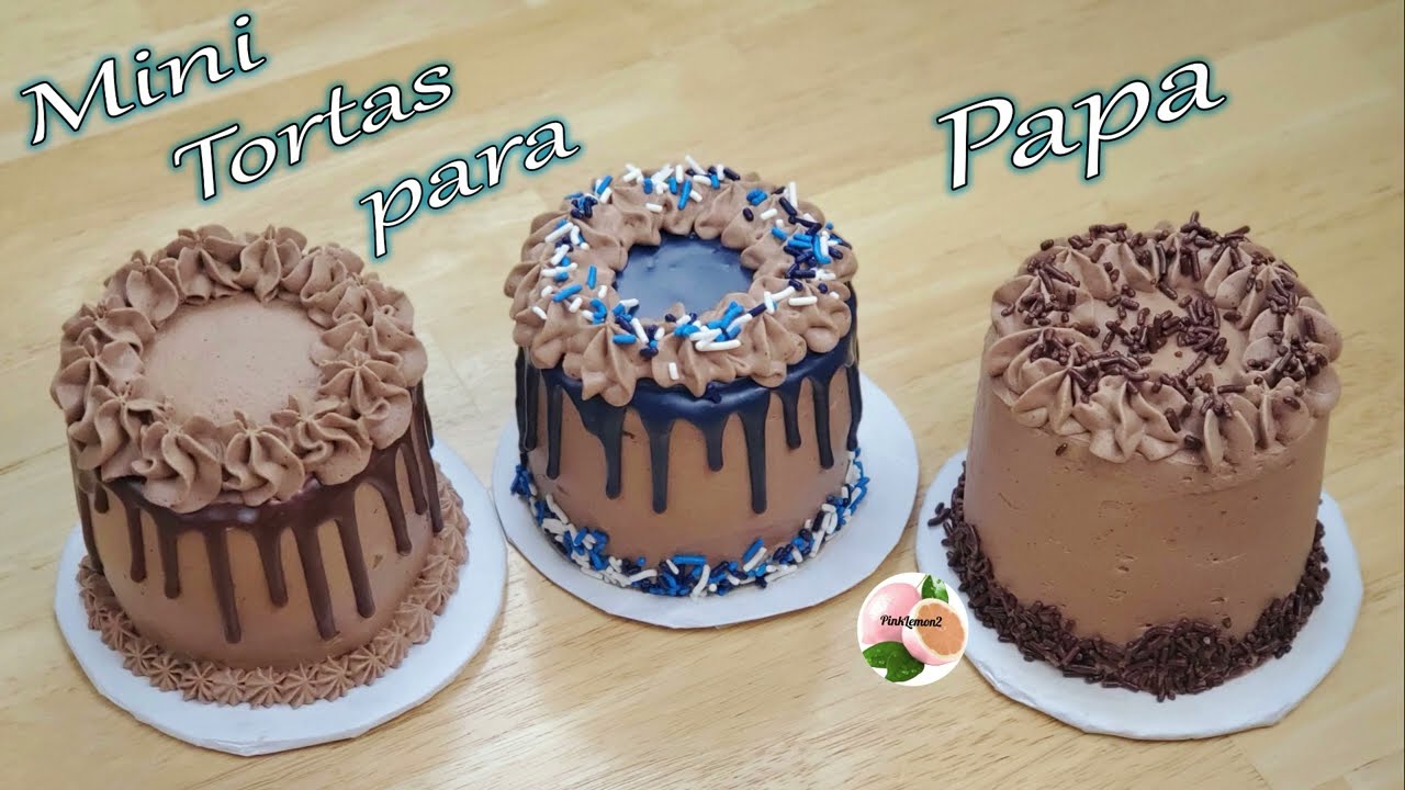 Mini Pasteles para Papa(te enseño hacer el bizcocho la crema moka y decorar)
