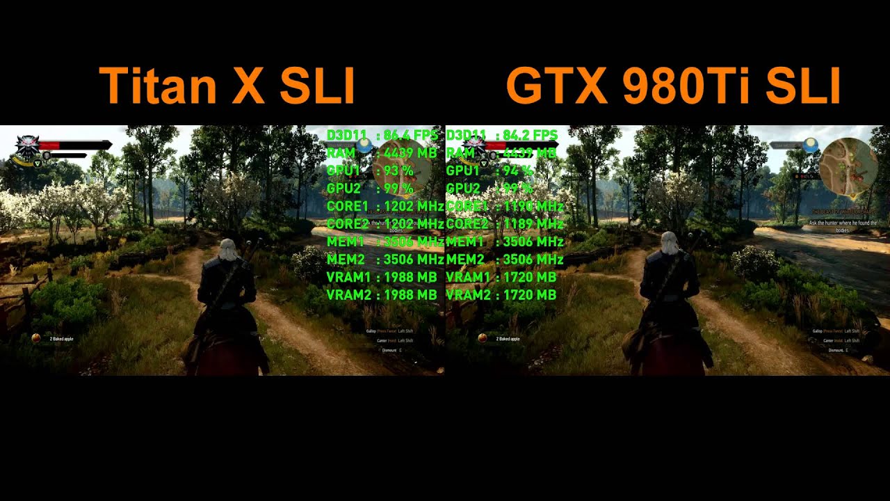 2K FPS Battle - GTX 980 Ti SLI vs Titan X SLI in Witcher 3 [2K, 1440p Benchmark]