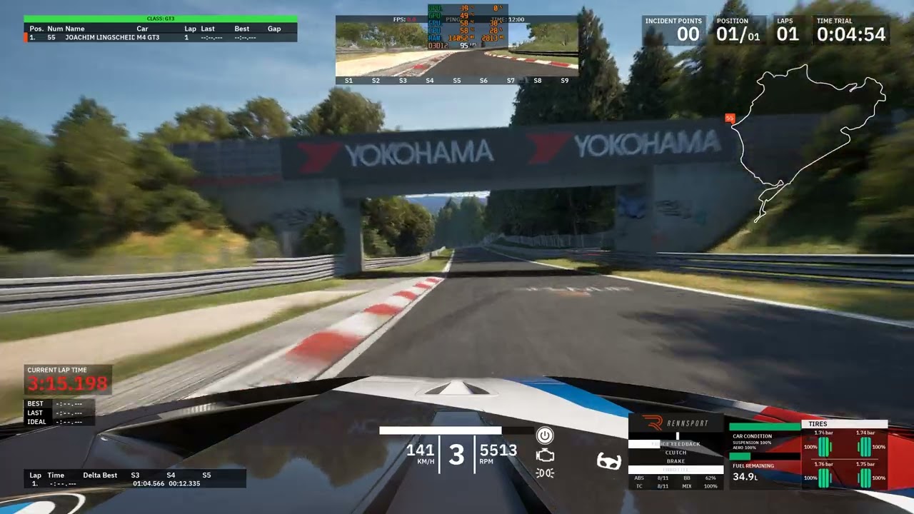 Rennsport -  BMW M4 GT4 1Round Nürburgring Nordschleife 24h Layout