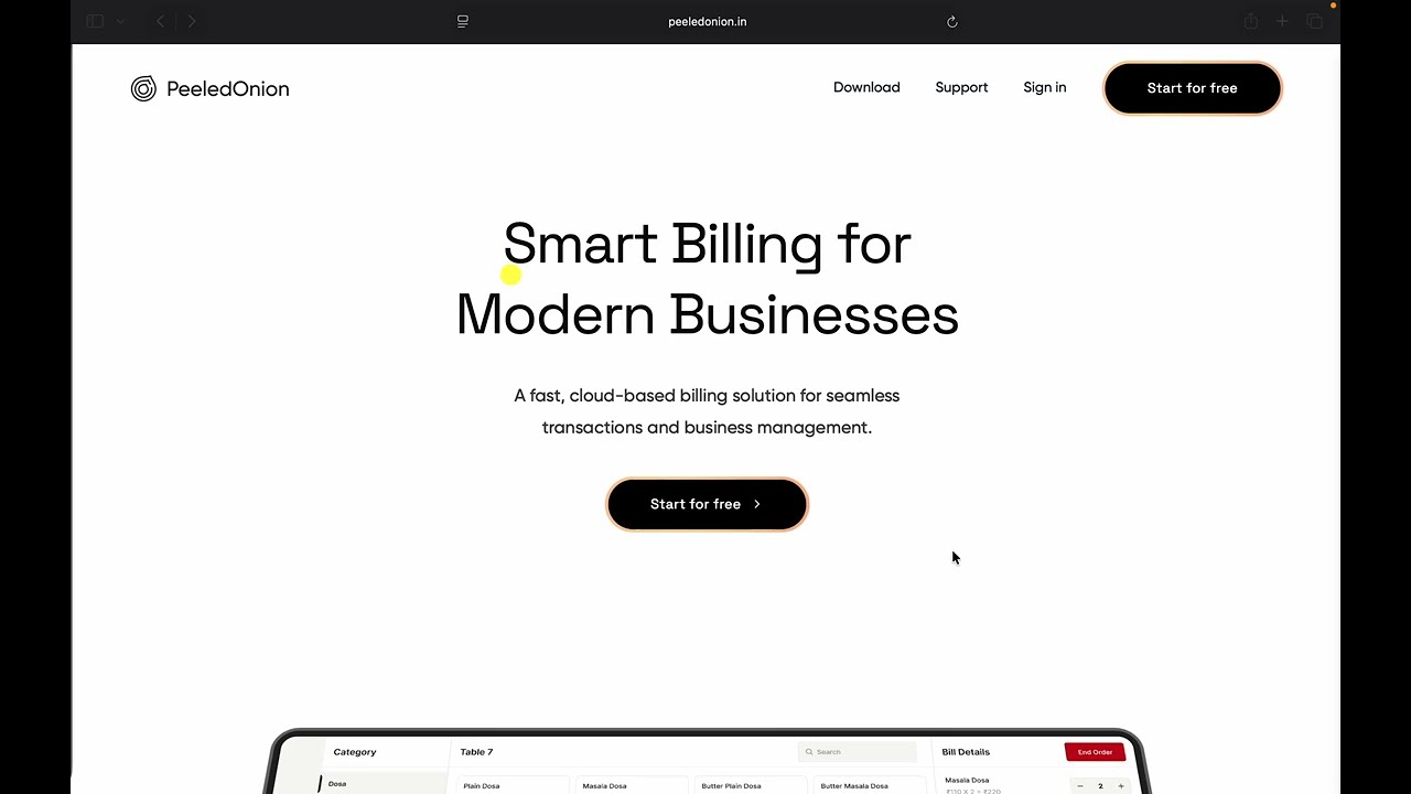 PeeledOnion Demo – Free Restaurant Billing Software