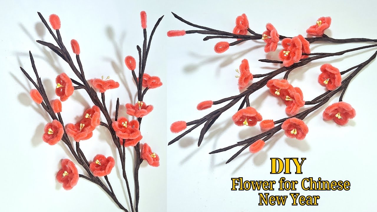 How to Make Pipe Cleaner Flower for Chinese New Year