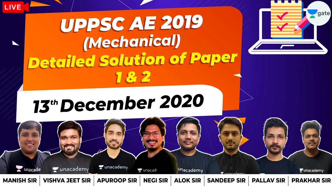 UPPSC-AE 2019 Mechanical | Detailed Solution of Paper 1 & Paper 2 (13 DEC 2020) | Live on 14th Dec