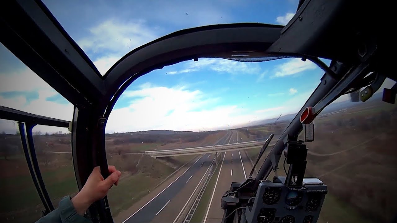 Helicopter Gazelle SA342 | U niskom letu iznad autoputa | Extreme low pass over highway