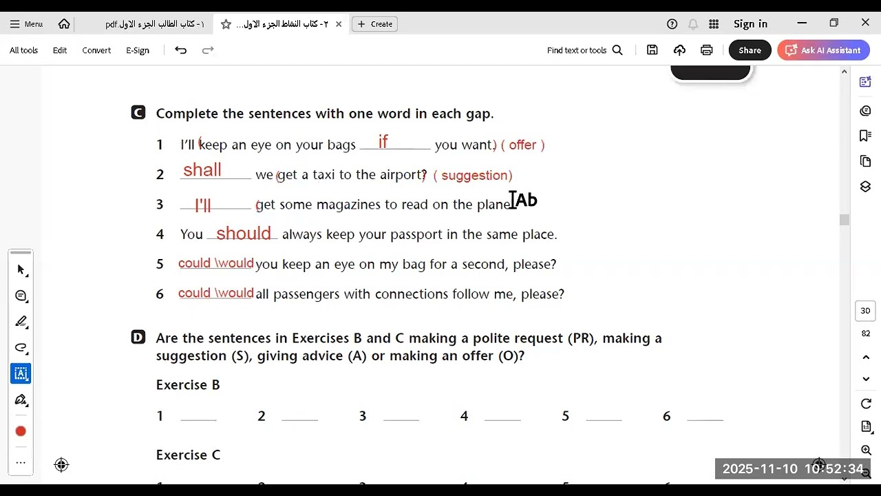 Unit 2 - Lesson 3 - advice\ suggestion, polite request and offer exercises