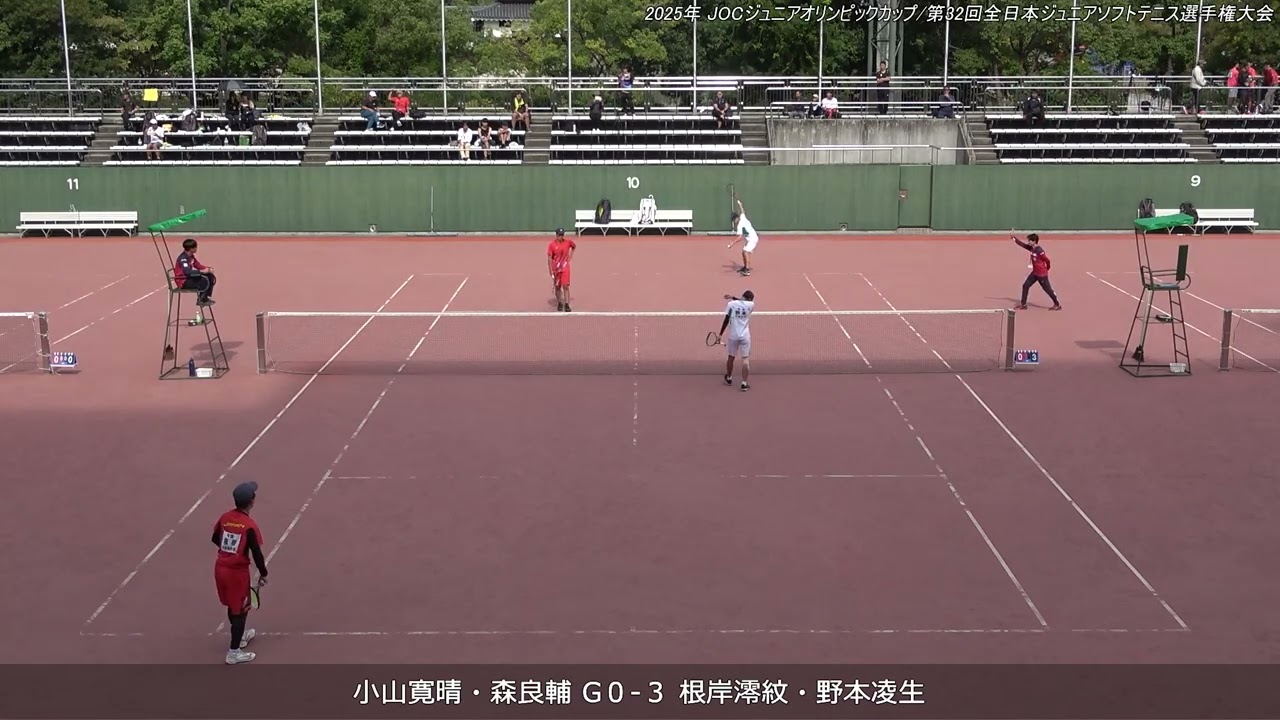 2025年 全日本ジュニアソフトテニス選手権大会 男子U-20 ダブルス 決勝 小山寛晴・森良輔(明治大学・日本体育大学) 対 根岸澪紋・野本凌生(日本体育大学・法政大学)