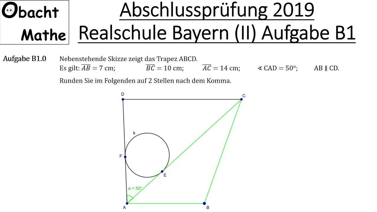 Abschlussprüfung Mathe 2019 Realschule Bayern (Gruppe 2/3) Aufgabe B1 vorgerechnet | ObachtMathe