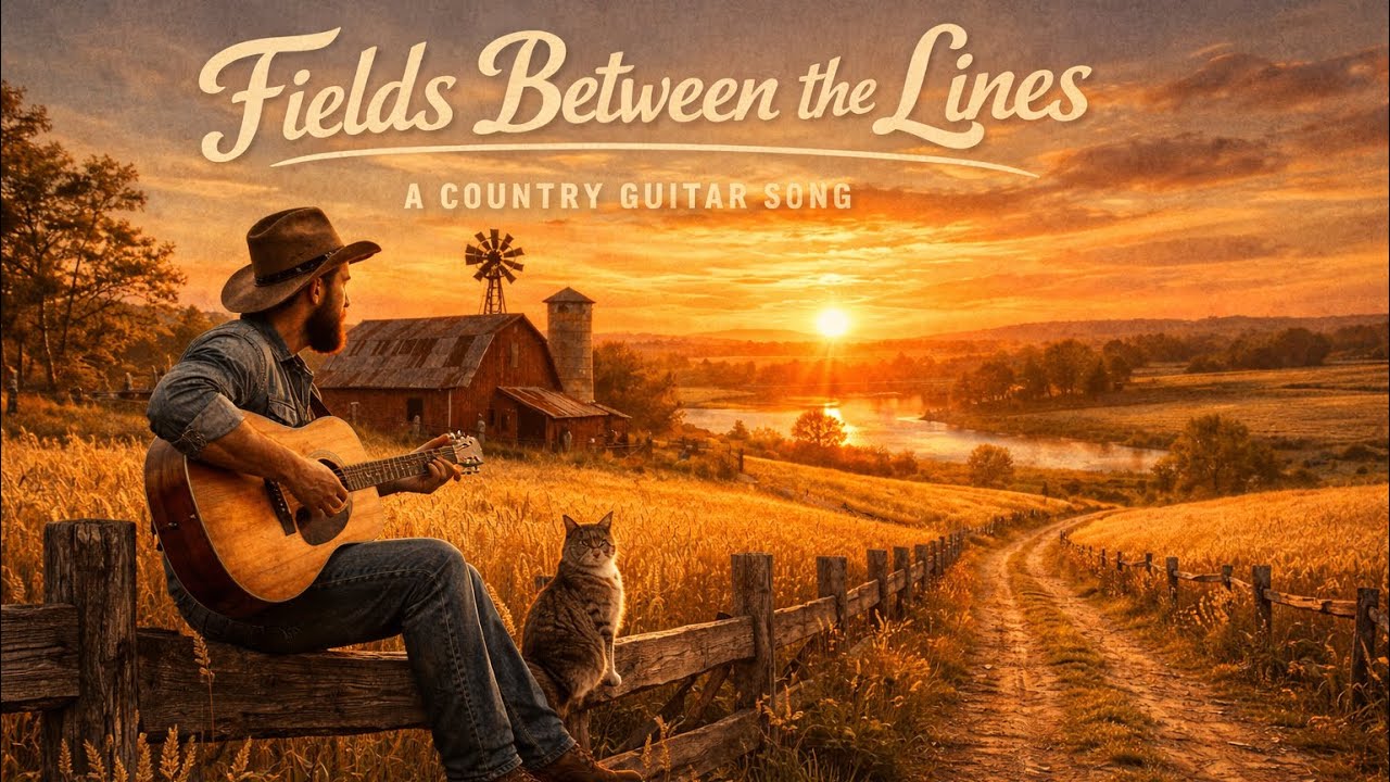 1990s American Country Fingerstyle Guitar | Peaceful Sunset with Man & Cat