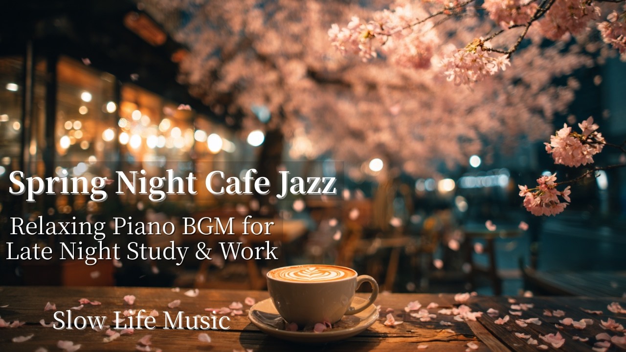 🌸 Spring Night Café Jazz｜Relaxing Piano BGM for Late Night Study & Work【春の深夜カフェ｜作業・読書・勉強用BGM】