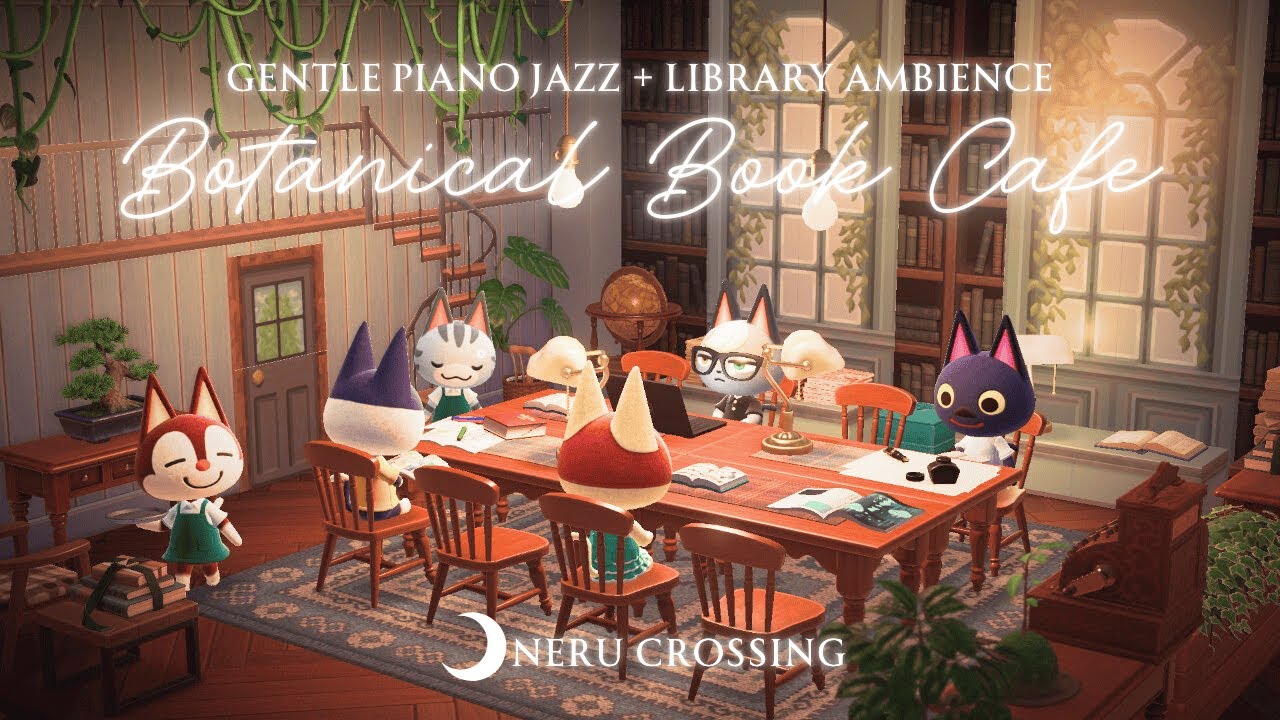 【あつ森BGM】猫ちゃんたちのボタニカルブックカフェとゆったりピアノジャズ｜Cozy Book Café Lofi🌿｜リラックスピアノ＋環境音｜途中広告なし｜3時間｜作業用・勉強用BGM【ACNH】