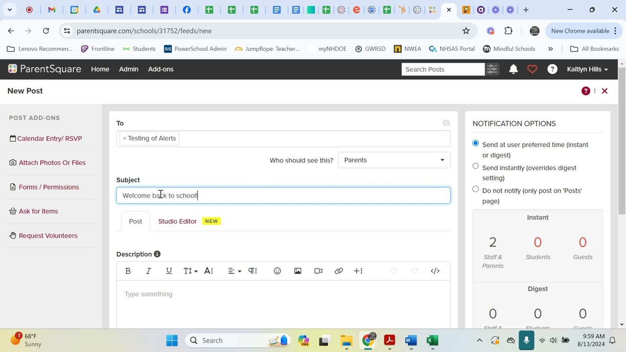 Creating a Post in ParentSquare