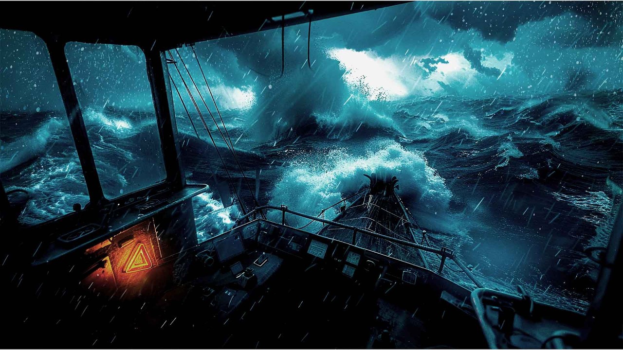 Rain & Ocean Waves for Sleep | Creaking Wooden Ship | 10 Hours Black Screen