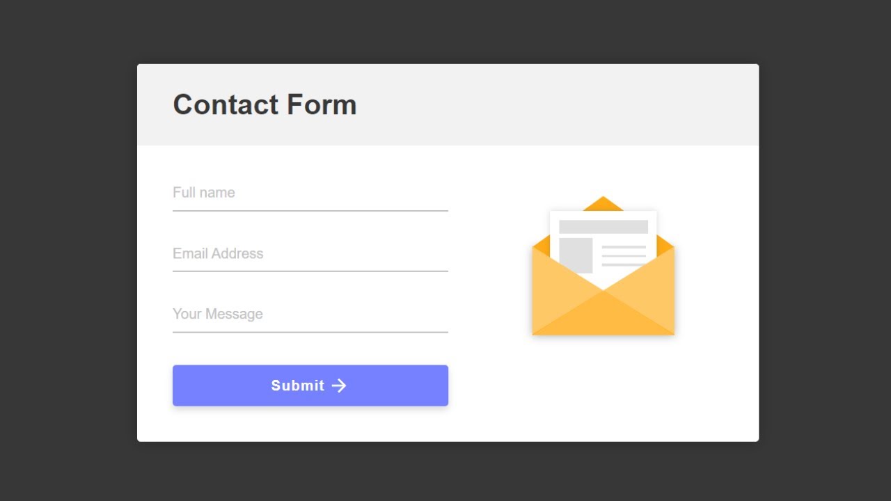 Animated Contact Form Using HTML CSS and JavaScript | Responsive Contact Page