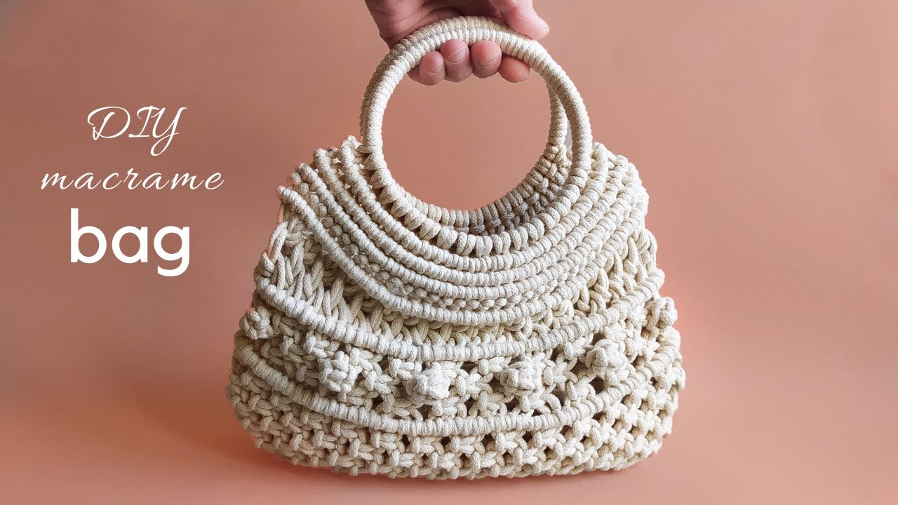 DIY Macramé bag tutorial, macrame purse pattern, step by step, no music #7