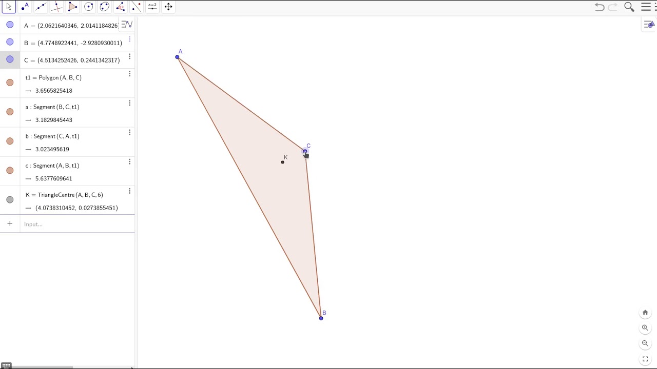 Animating the symmedian point in Geogebra