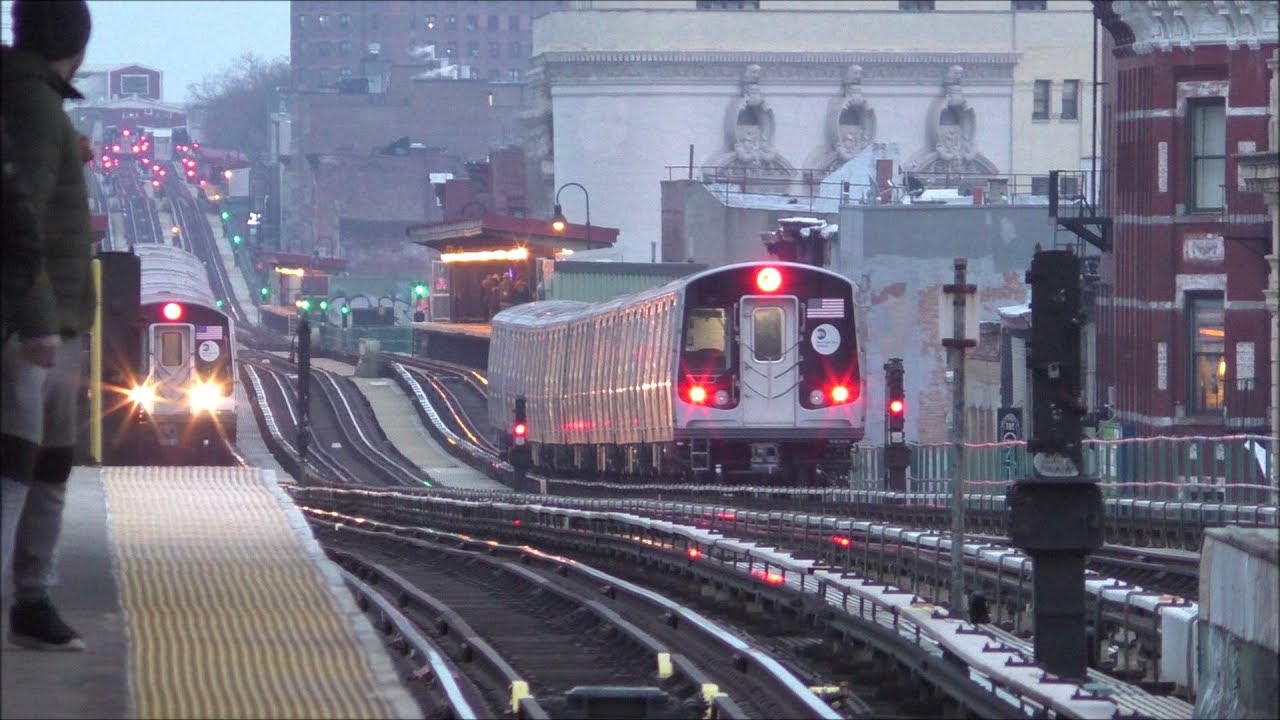 NYC Subway HD 60fps: Evening Action on The J, M, Z [Jamaica El] @ Gates Avenue & Kosciuszko Street
