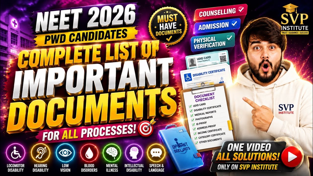 NEET 2026 PWD Candidates Complete Documents List Counselling MBBS Admission Physical Verification