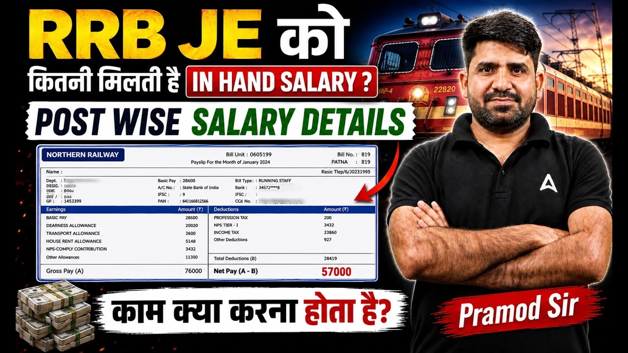 RRB JE Salary 2026 Breakdown | In-Hand Pay, Allowances, Benefits & Salary Slip | By Pramod Sir