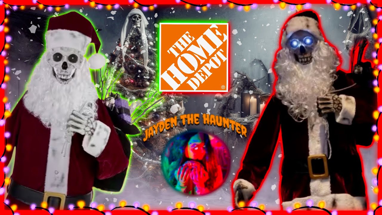 👻 UNBOXING & SET UP The Home Depot 2023 Evil Skeleton Santa Life Size Animatronic Holiday Prop 🎃