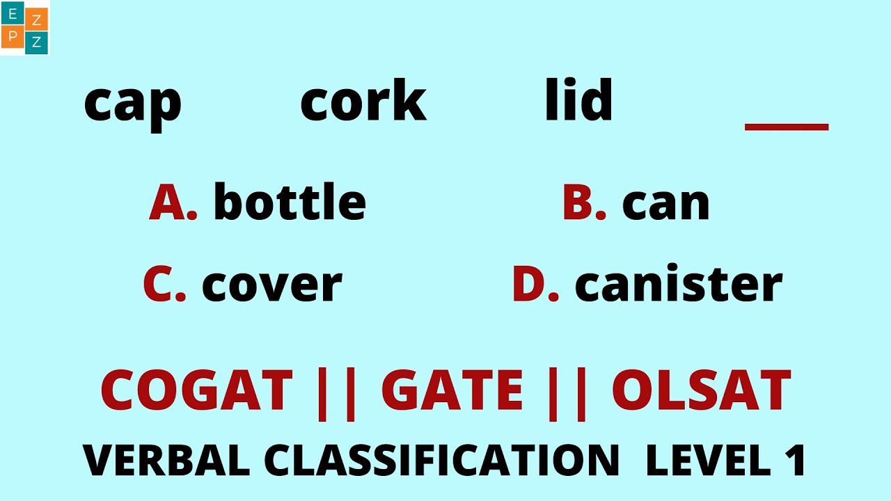 VERBAL CLASSIFICATION LEVEL 1  || COGAT || GATE || OLSAT || JOB APTITUDE TEST