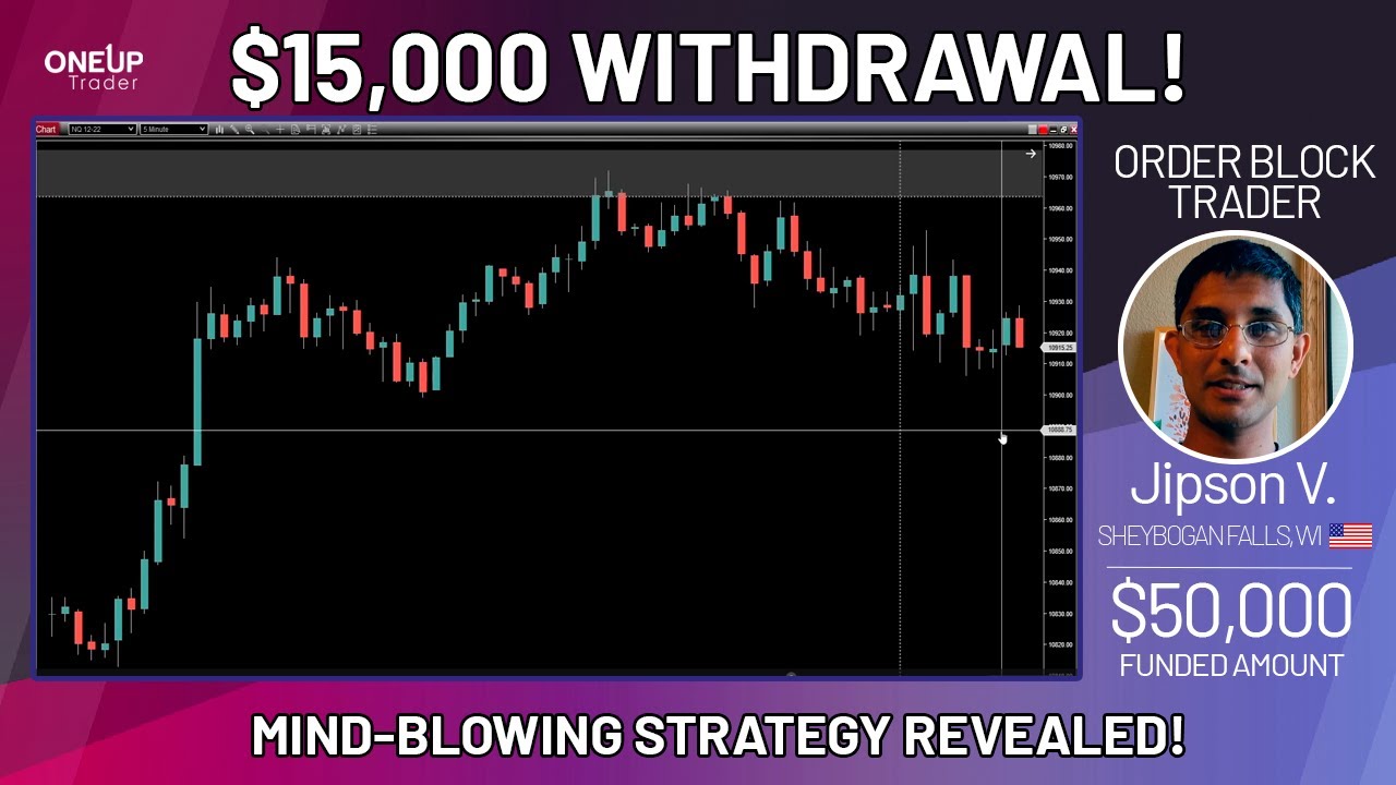 $15,000 withdrawal! Mind-blowing strategy revealed - Jipson V. (Order Block Trader) | OneUp Trader