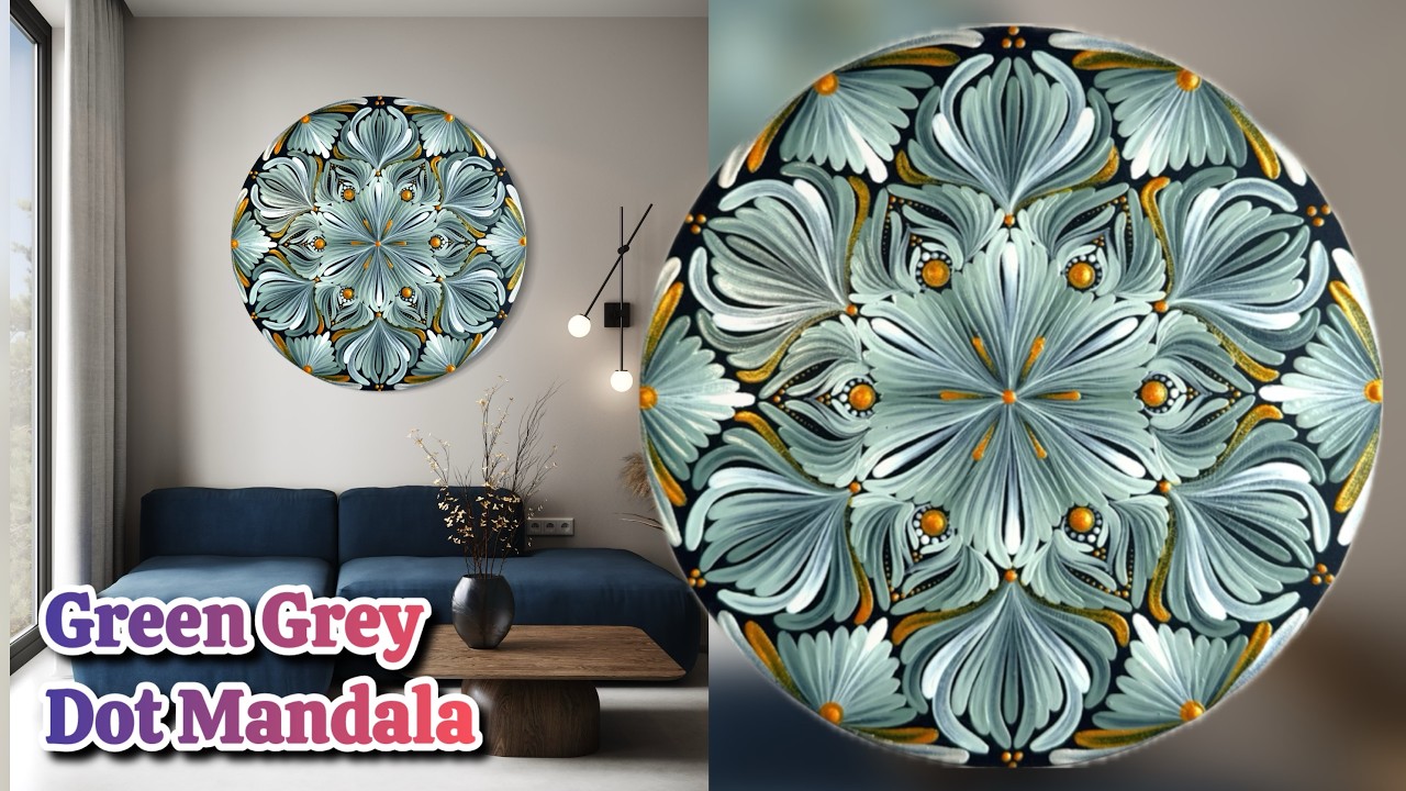 Design a STUNNING Green Grey Dot Mandala Art Masterpiece!