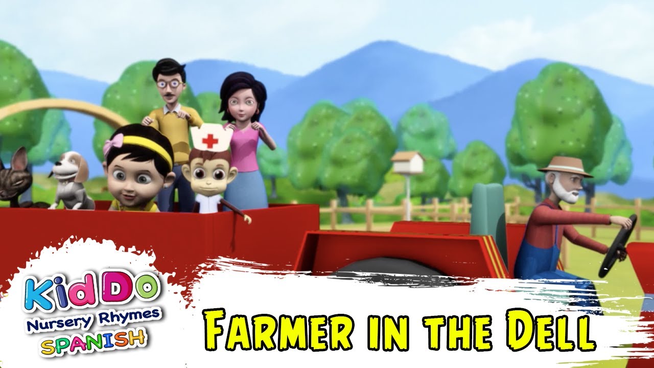 Farmer in the Dell - Easy Spanish Learning Song for Kids | Spanish Learning Video