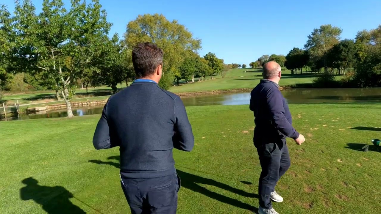 team winner's tees shots on the first tee at weald of Kent.  Rob,John,colin and Dave Benton