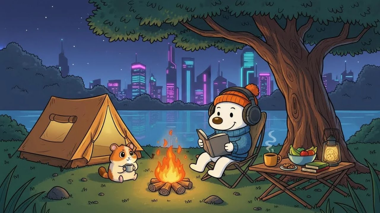 Cozy Campfire Lakeside 📖☕ Chill Lofi for Deep Focus & Relax