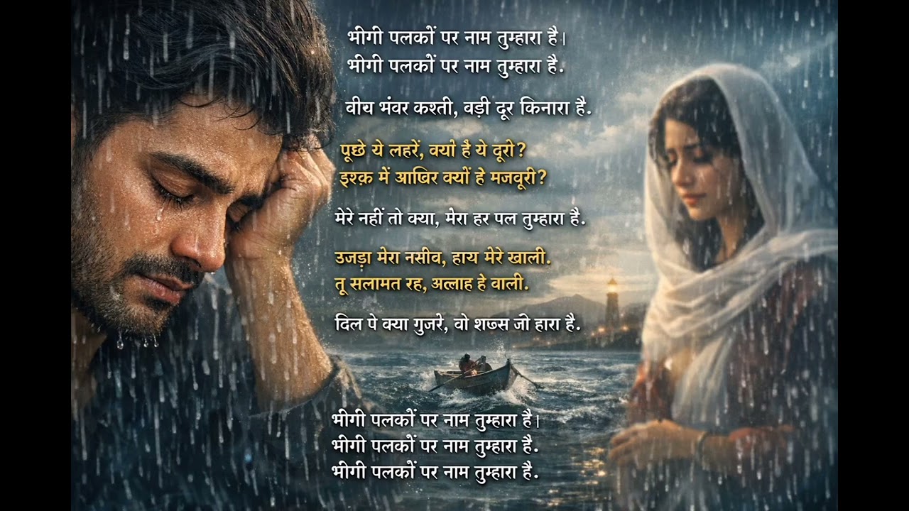 भीगी पलकों पर नाम तुम्हारा है 💔 | Sad Romantic Shayari | Rain Love Status 💔❤️✅