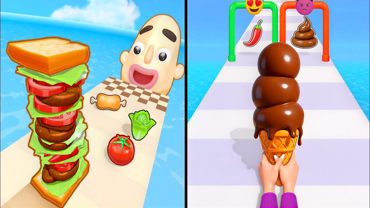 Stacky Ice Cream vs Sandwich Runner Max Levels Unlocked Speedrun Gameplay