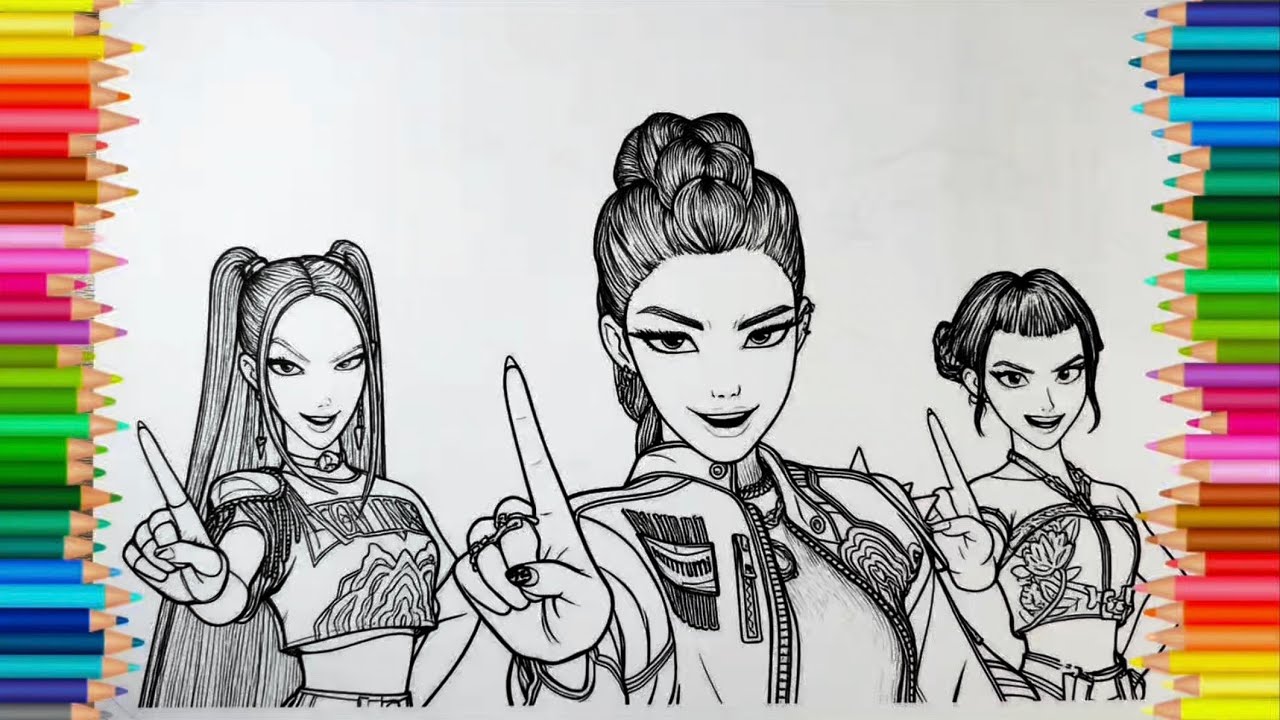 New KPop Demon Hunters Coloring Pages / How to Color Rumi ,Zoey and  Mira / NCS MUSIC