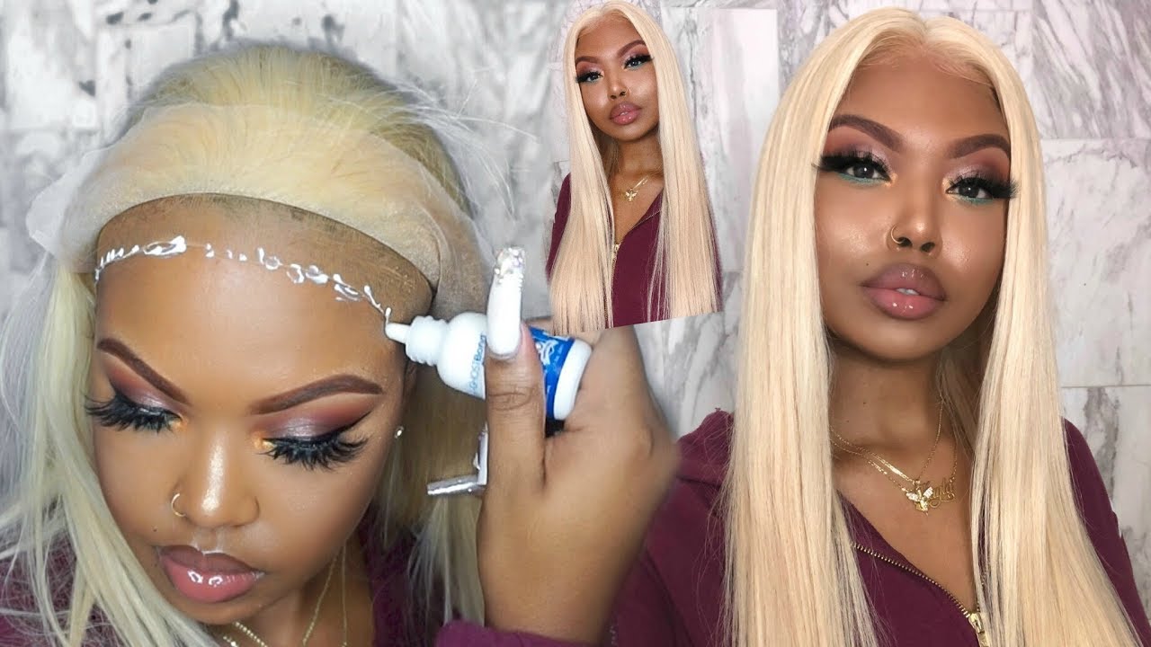 HOW TO INSTALL A PLATINUM BLONDE LACE WIG ON WOC - YOOWIGS