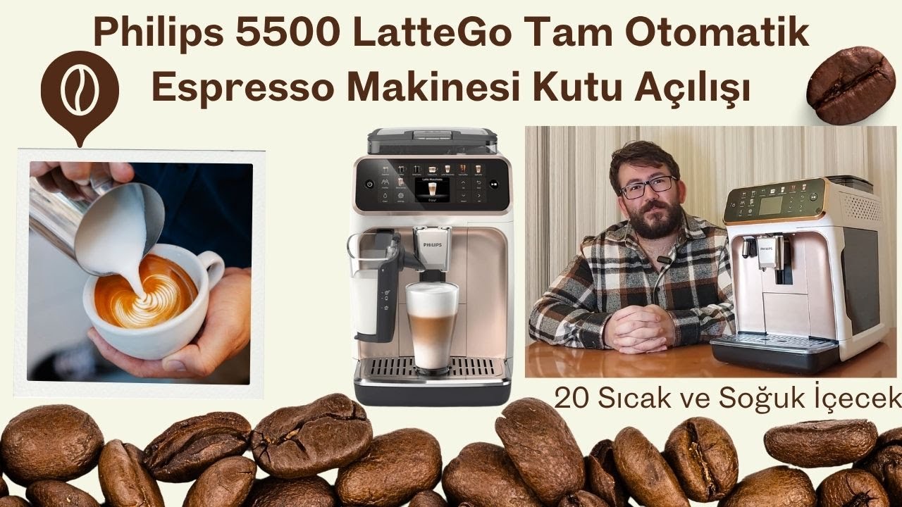 Philips 5500 Serisi LatteGo Tam Otomatik Espresso Makinesi Kutu Açılışı - EP5543/80
