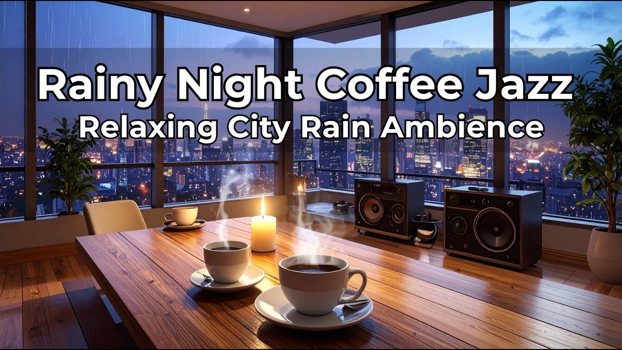 Rainy Night Coffee Jazz ☕ Relaxing City Rain Ambience