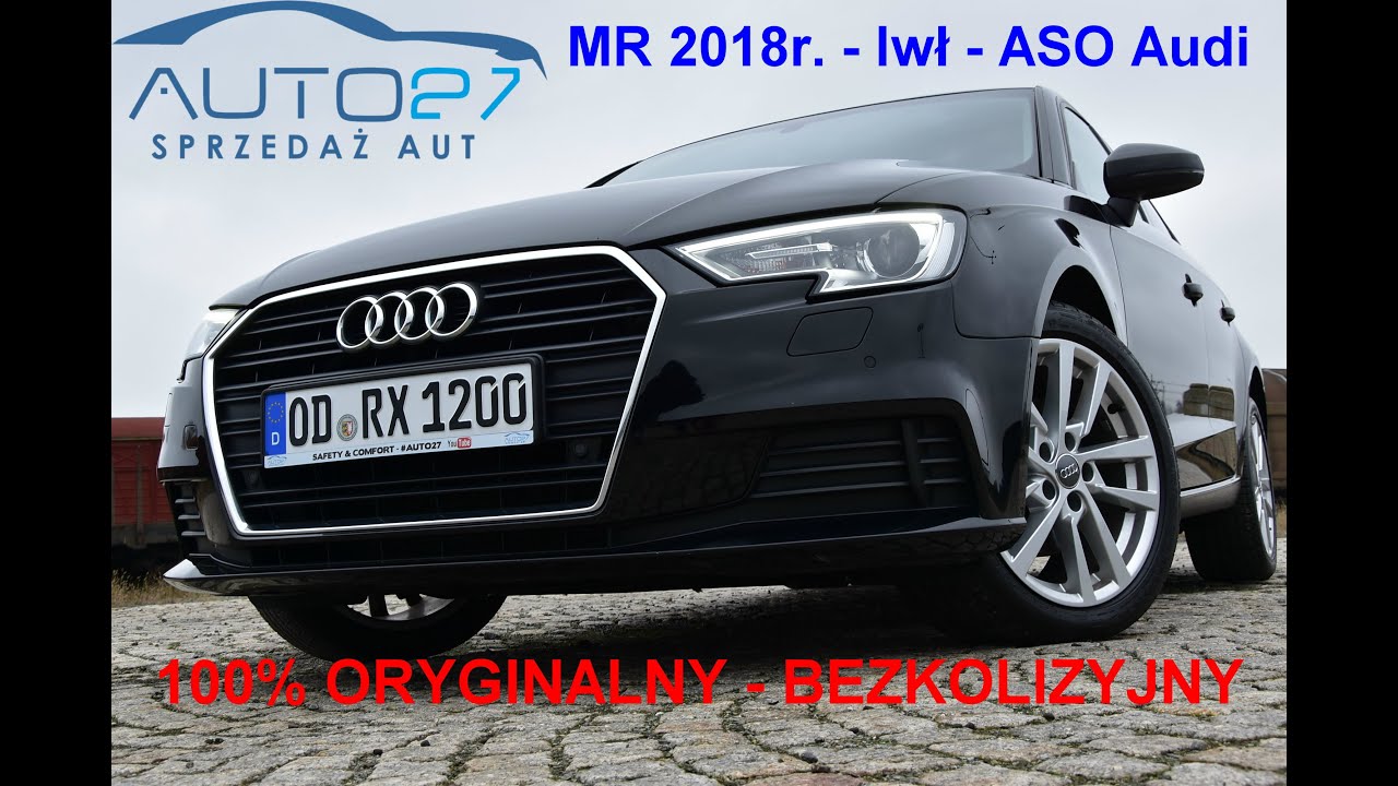 #AUTO27 - SPRZEDANY - TEST - AUDI A3 8V SPORTBACK 1.6TDI 116km. MR 2018r. I wł, ASO, Bezkolizyjny!