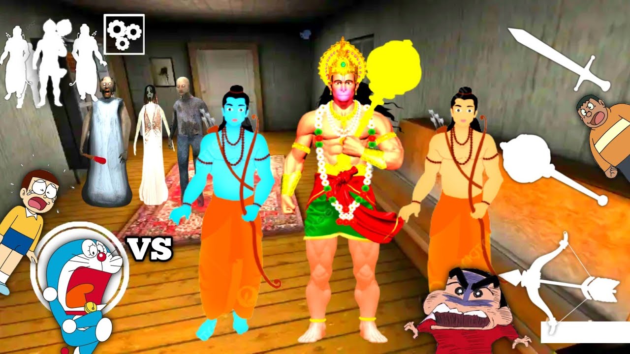 Ram, Lakshman, Hanuman Banke Kiya Door Escape in Granny With Doraemon Shinchan Nobita & Friends