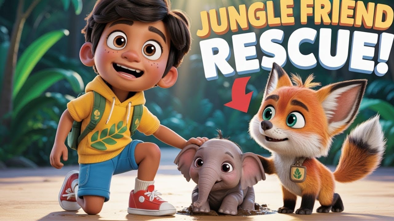 Jungle Rescue Story for Kids | 3D Animated Cartoon | Elephant Rescue Adventure