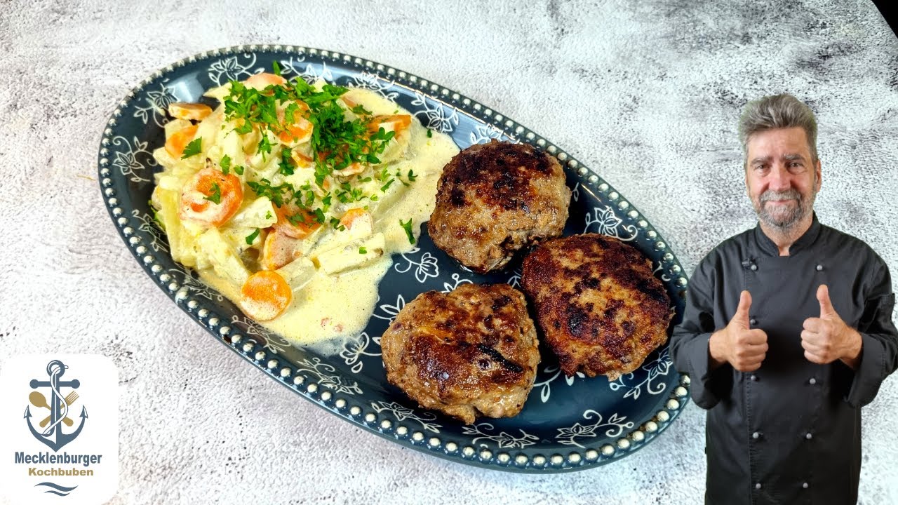 Kohlrabi Rahm Gemüse mit saftiger Boulette (Einfach & Lecker)