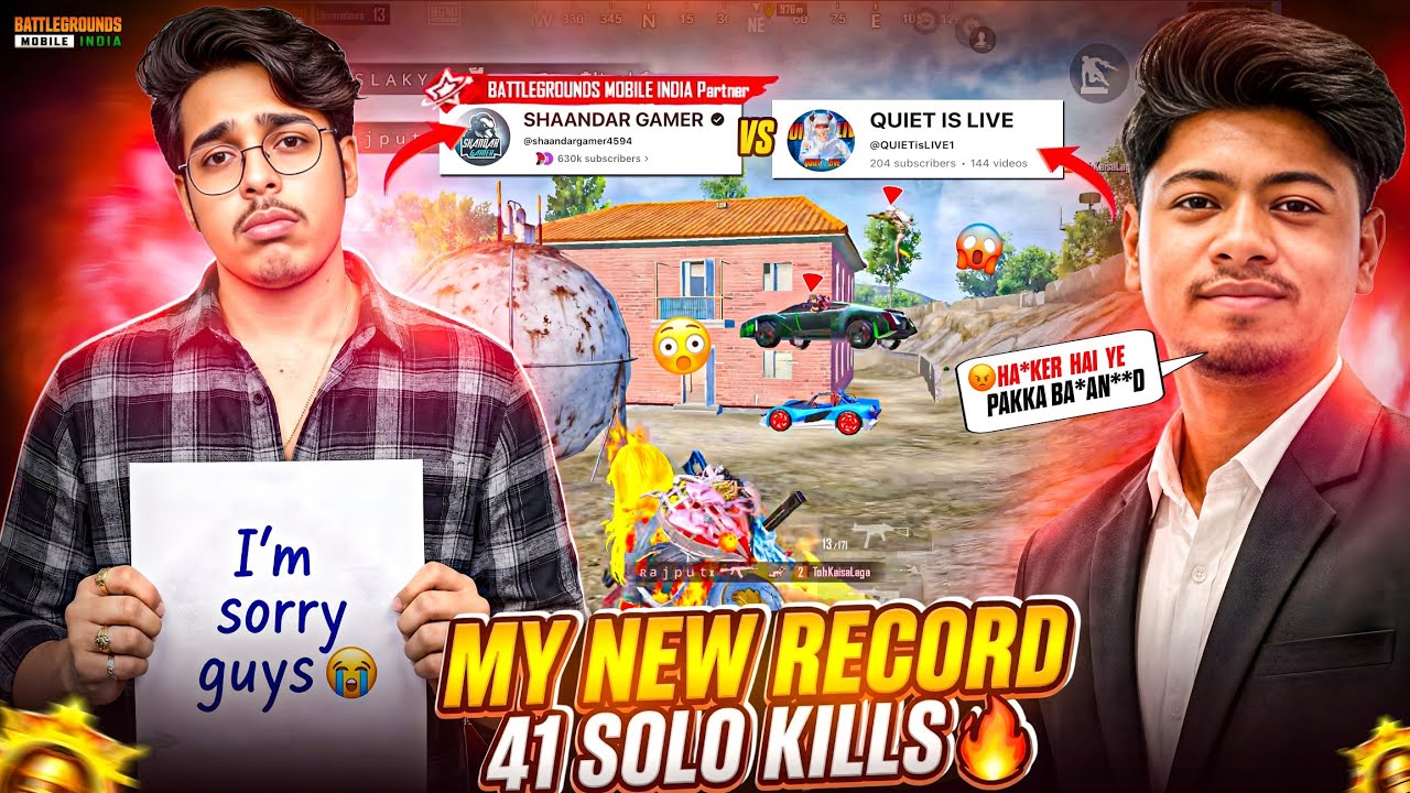 💀NEW HIGHEST 41 SOLO KILLS RECORD ON LIVE & STREAMER AND RANDOM GOT ANGRY ON ME - BGMI GAMEPLAY🔥